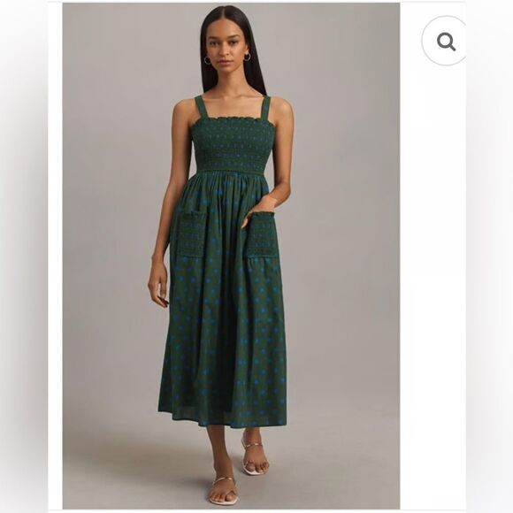 Anthropologie Pinnacle by Shruti Sancheti Smocked A-Line Midi Dress - Picture 1 of 6